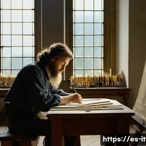 레오나르도 다빈치 생애 - **Prompt:** A young Leonardo da Vinci, around 20 years old, intently sketching a detailed human hand...